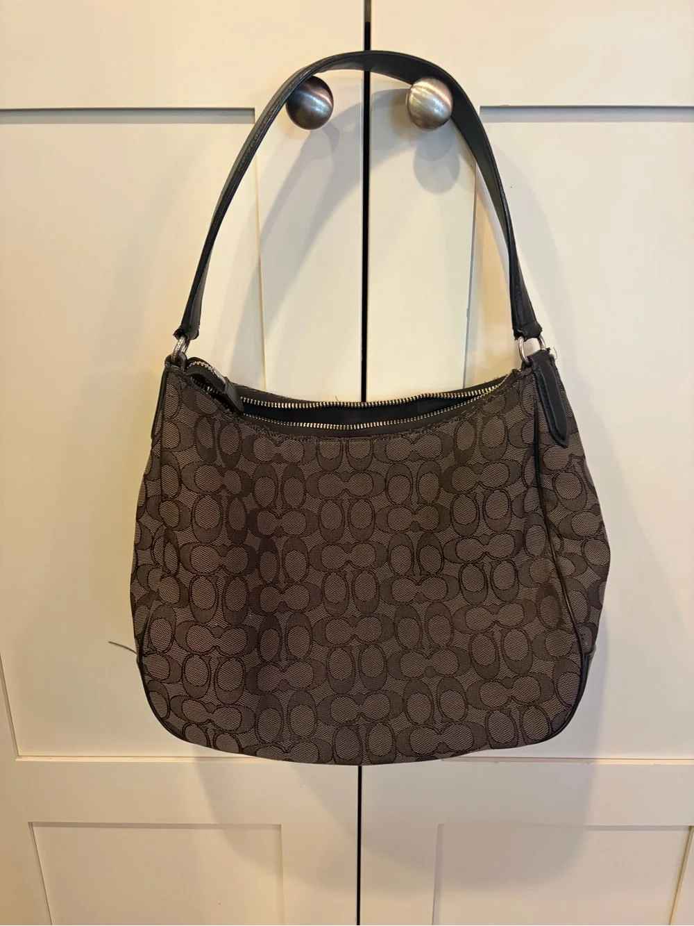 Coach Grey/Blk Canvas Shoulder Bag